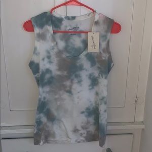 Blue and grey tie dye tank top